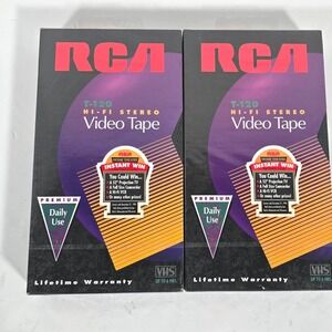 2 Sealed Blank VHS Video Tapes Cassettes RCA T-120 Hi Fi Stereo